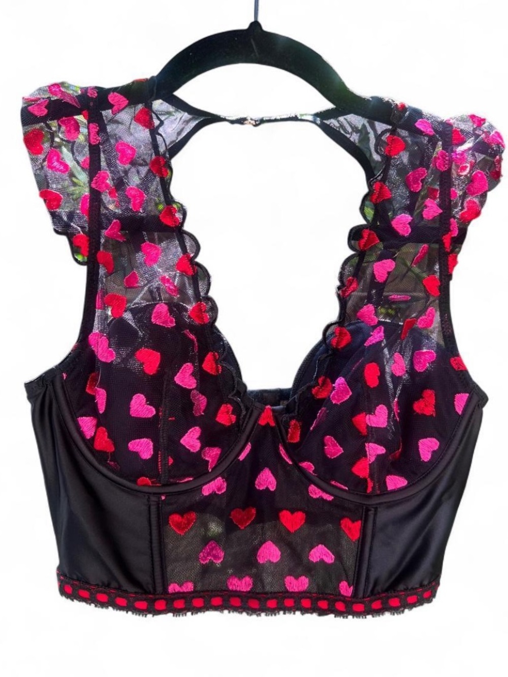 Victoria’s Secret Hearts Mesh Crop Corset Tp